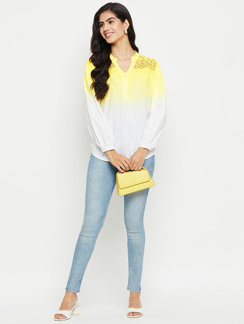women's straight mandarin neck top - 20068944 - Standard Image - 3