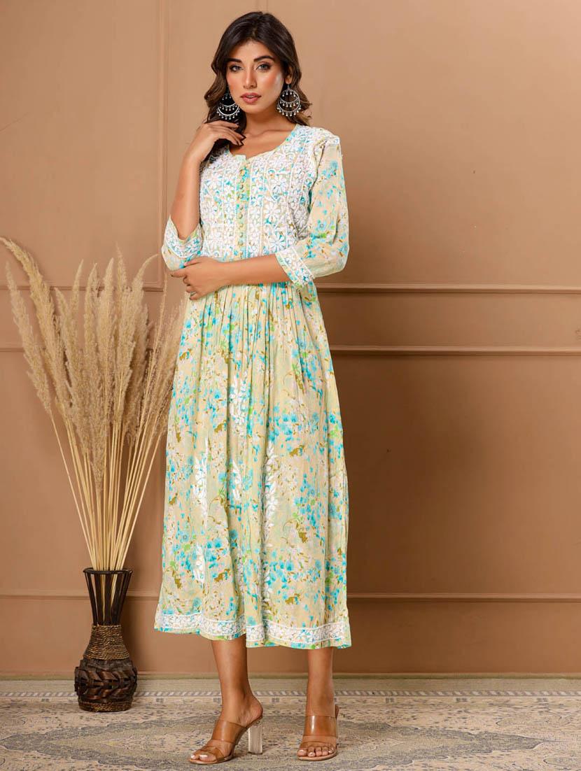 embroidered fit & flare ethnic dress - 20069292 -  Zoom Image - 0