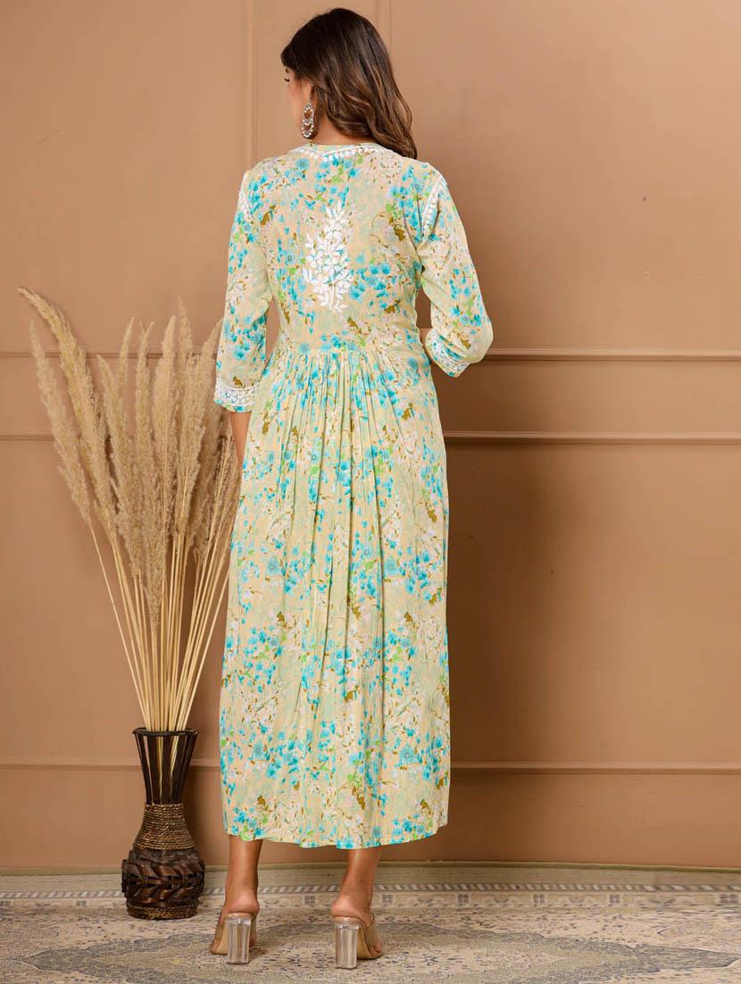 embroidered fit & flare ethnic dress - 20069292 - Standard Image - 3