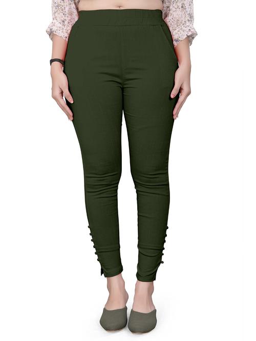 green cotton trousers - 20069865 - Standard Image - 0