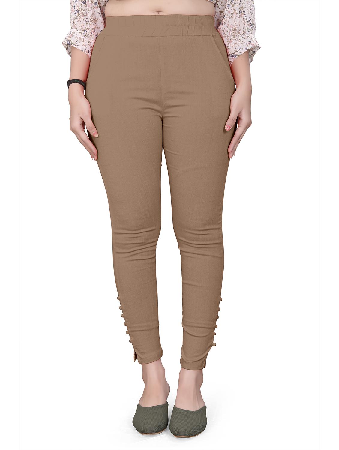 beige cotton cigarette pants - 20069869 - Zoom Image - 0