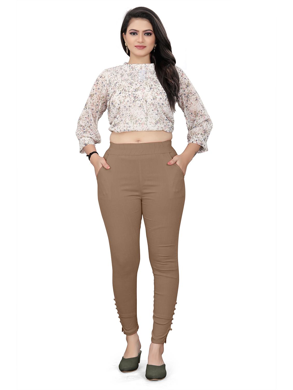 beige cotton cigarette pants - 20069869 - Standard Image - 3