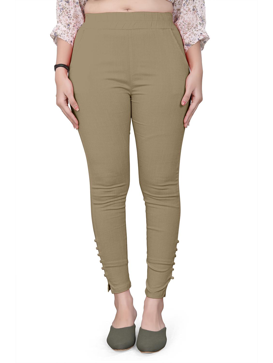 beige cotton cigarette pants - 20069870 - Zoom Image - 0