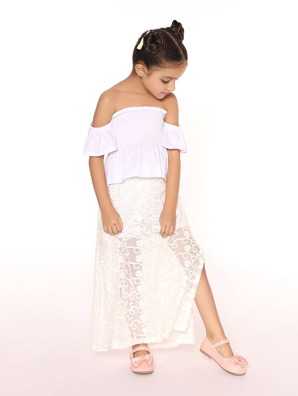 white solid skirt top twin sets  - 20069981 -  Standard Image - 3