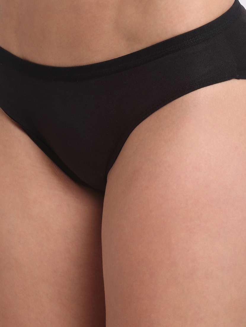 black cotton blend bras and panty set - 20070534 - Standard Image - 5