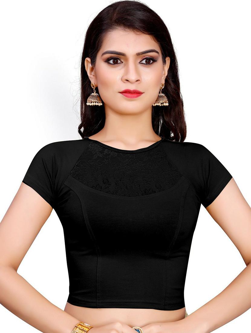 black cotton lycra regular blouse - 20071593 -  Zoom Image - 0