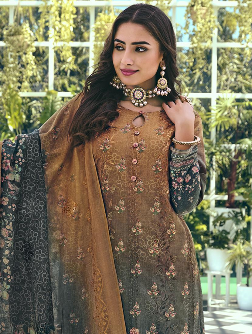printed cotton unstitched suit set - 20072422 - Standard Image - 3