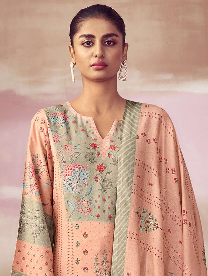 printed cotton unstitched suit set - 20072423 - Standard Image - 3