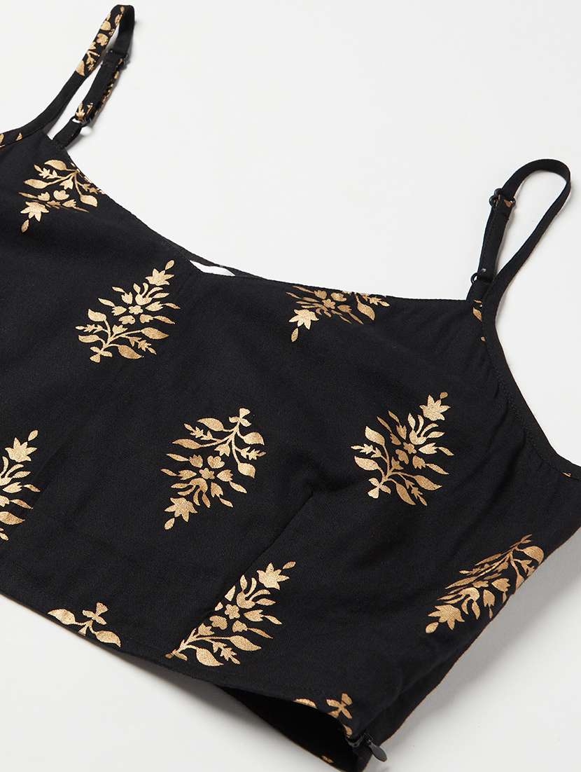 Black Camisole Neck Skirt Top Set