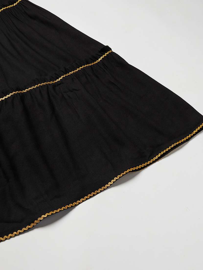 Black Camisole Neck Skirt Top Set