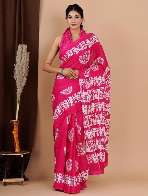 printed saree with blouse piece - 20078197 -  Standard Image - 0