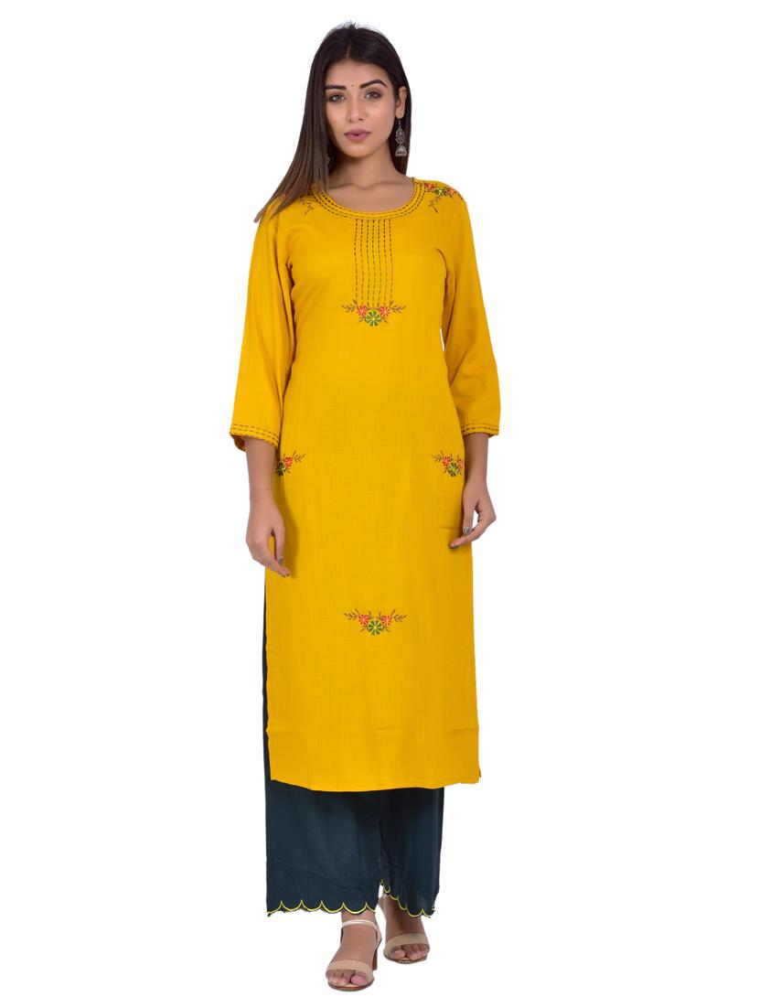 round neck kurta palazzo set - 20078342 - Zoom Image - 0