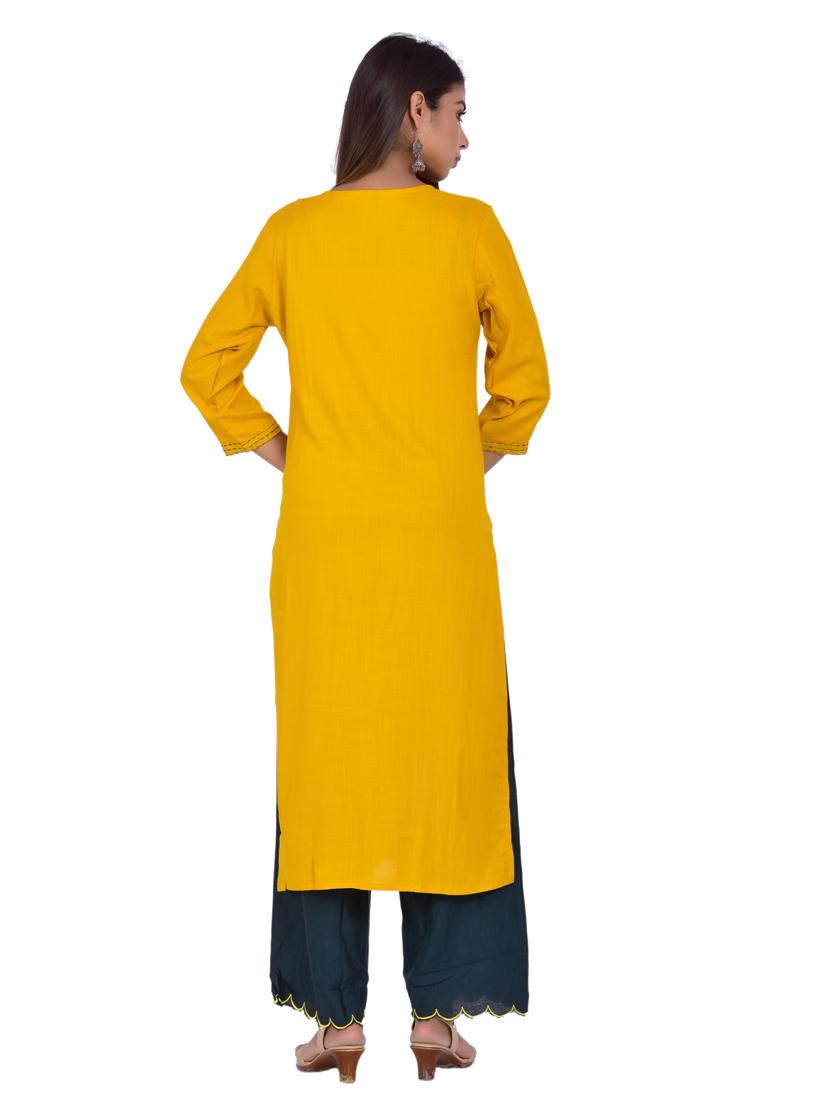 round neck kurta palazzo set - 20078342 - Standard Image - 3