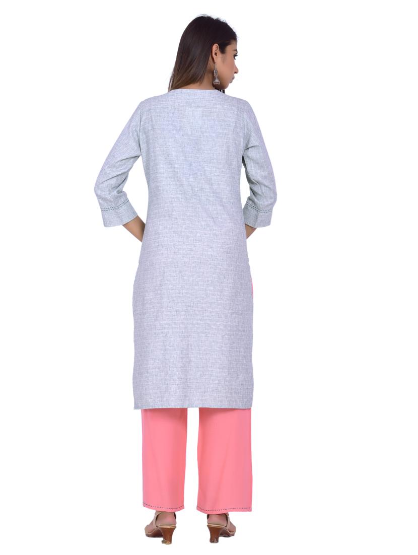 round neck kurta palazzo set - 20078348 - Standard Image - 3