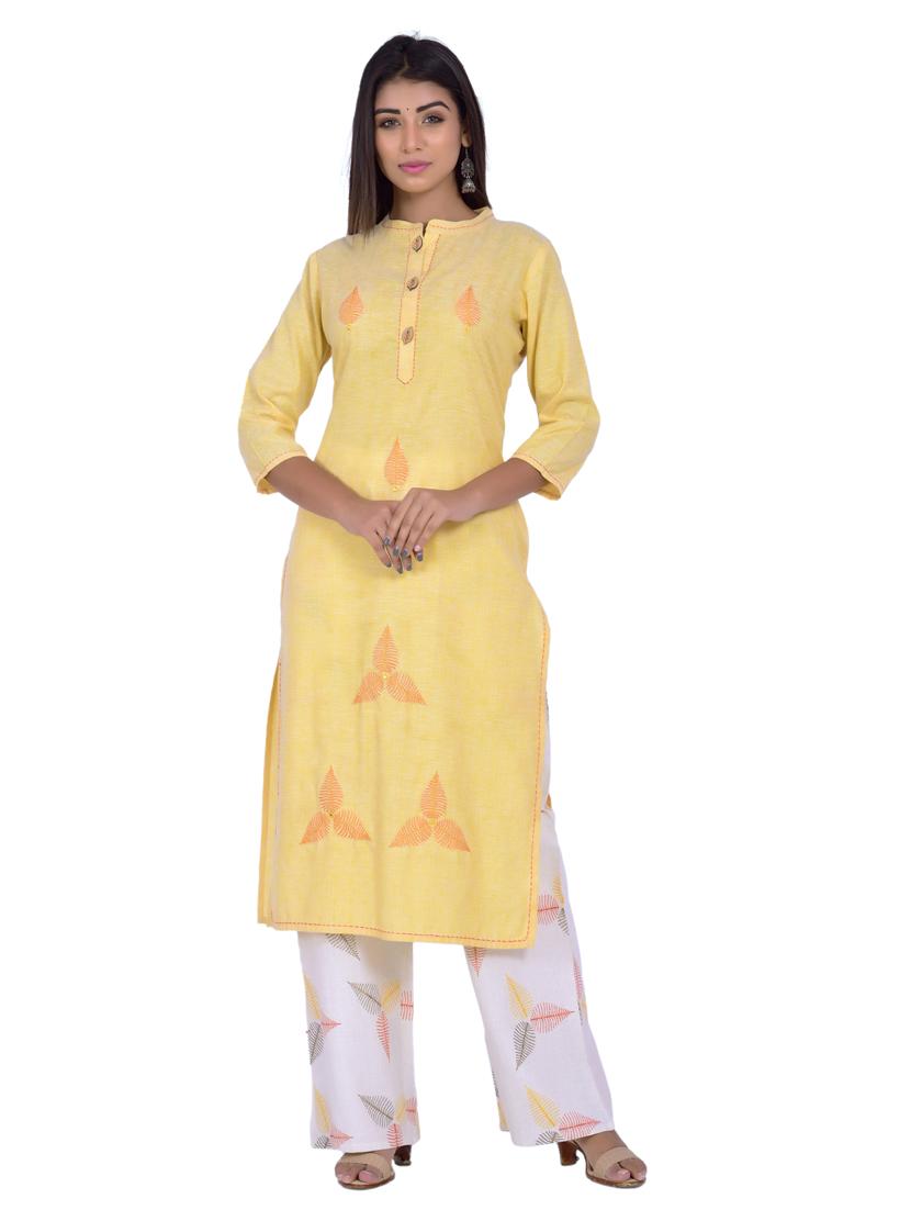 mandarin neck kurta palazzo set - 20078353 - Zoom Image - 0