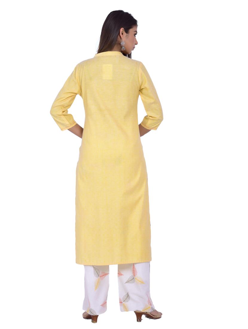 mandarin neck kurta palazzo set - 20078353 - Standard Image - 3