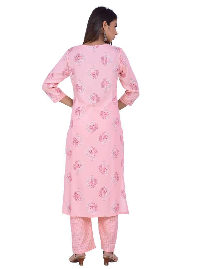 round neck kurta palazzo set - 20078355 -  Standard Image - 3