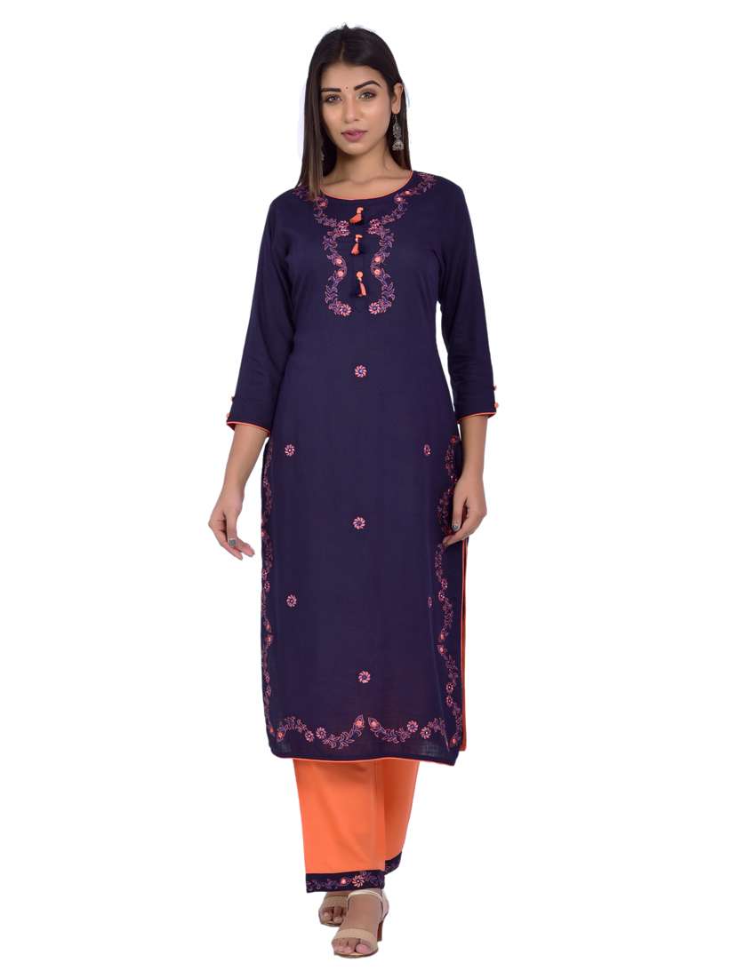 round neck kurta palazzo set