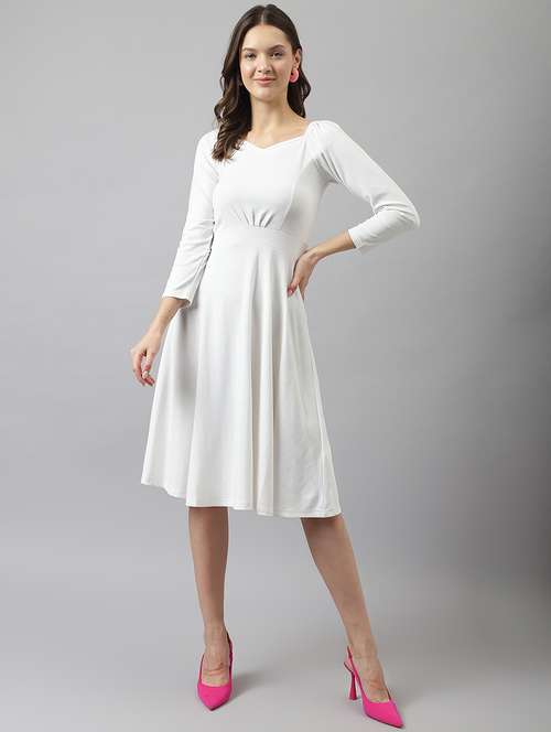 women's fit & flare solid dress - 20083128 -  Standard Image - 0
