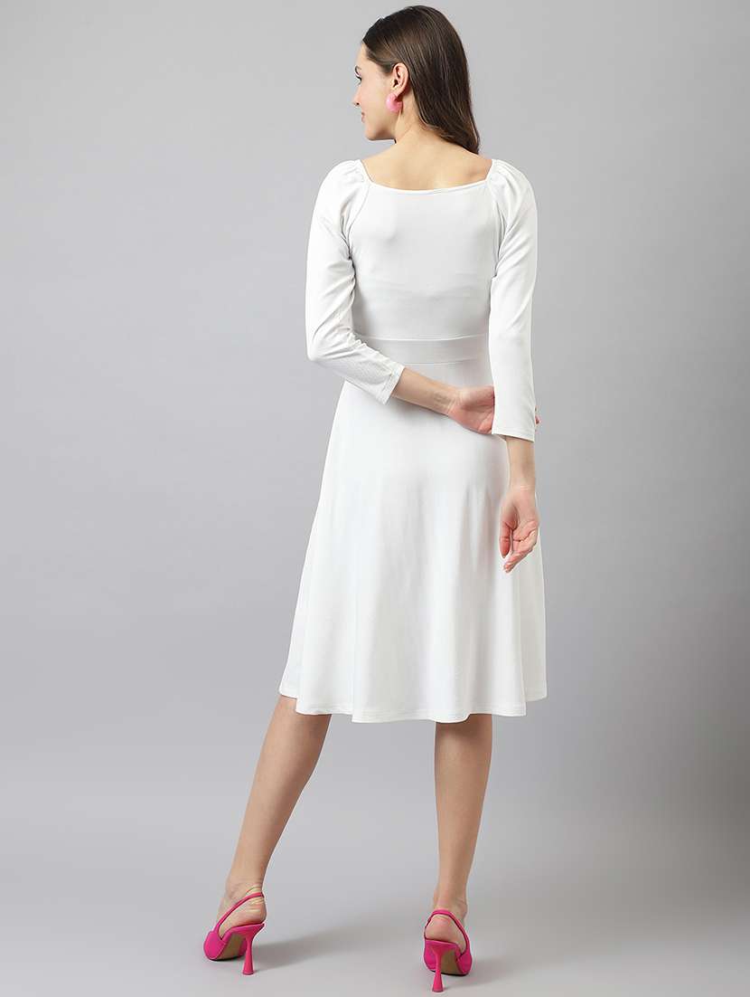 women's fit & flare solid dress - 20083128 -  Standard Image - 3