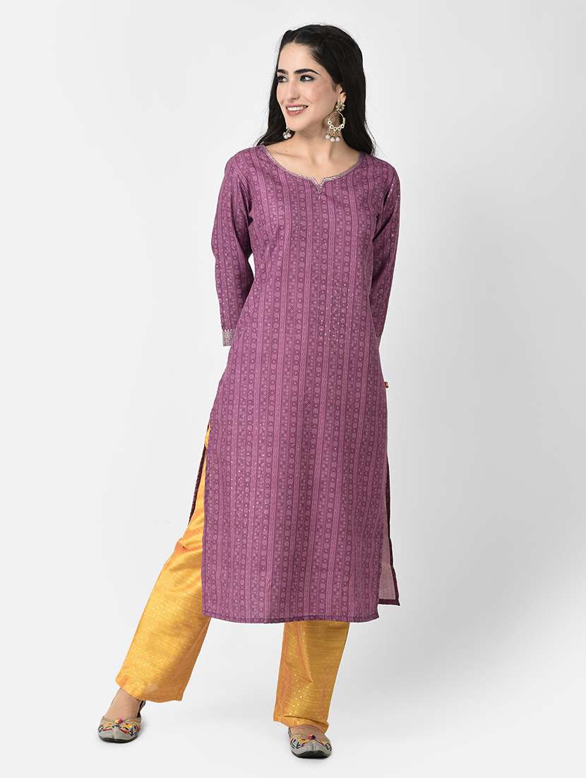 notch neck printed straight kurta
