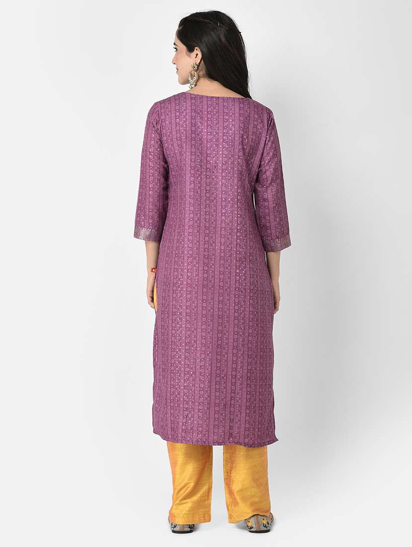 notch neck printed straight kurta - 20083164 - Standard Image - 3