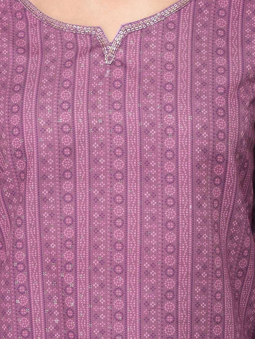 notch neck printed straight kurta - 20083164 - Standard Image - 5