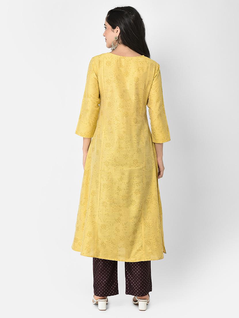 round neck printed a-line kurta - 20083183 - Standard Image - 3