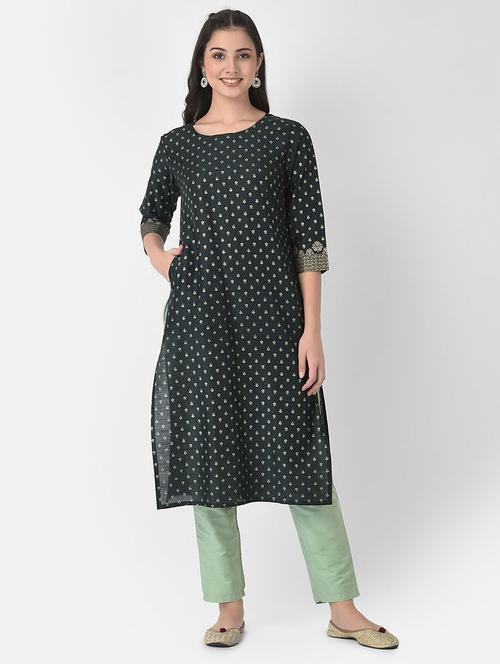round neck printed straight kurta - 20083194 - Standard Image - 0