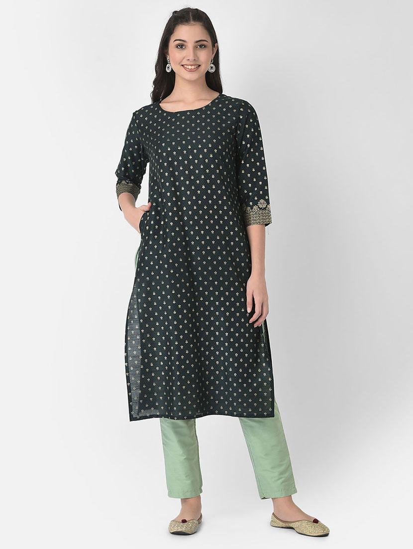 round neck printed straight kurta - 20083194 - Zoom Image - 0