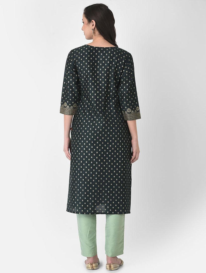 round neck printed straight kurta - 20083194 - Standard Image - 3