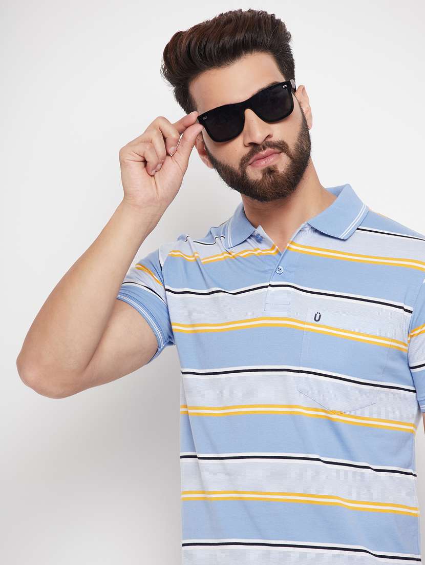 polo neck striped polo t-shirt - 20083471 - Standard Image - 3