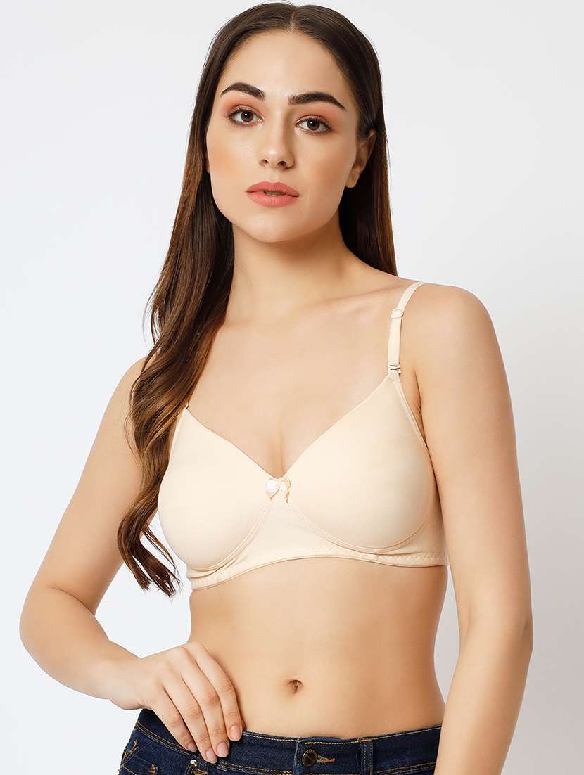 beige cotton blend tshirt bra