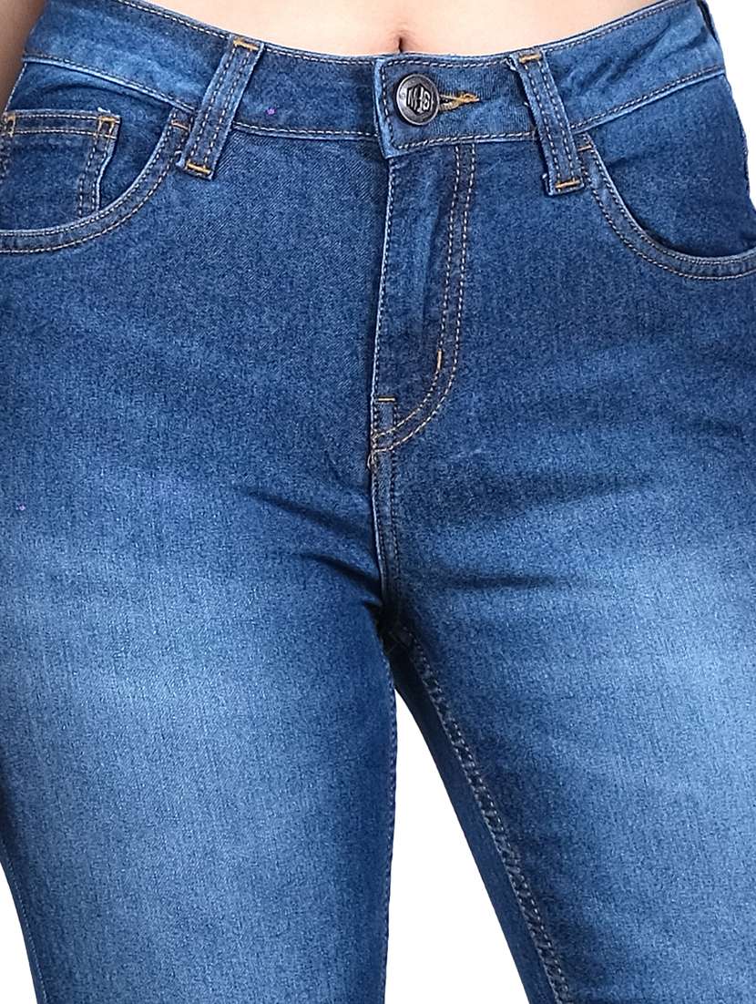 dark blue solid mid rise denim jean - 20085281 -  Standard Image - 3