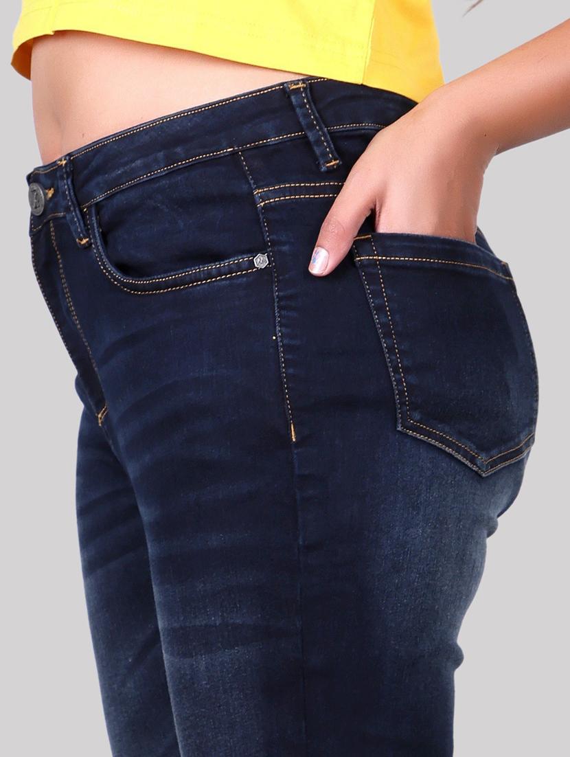 dark blue solid mid rise denim jean - 20085290 - Standard Image - 3