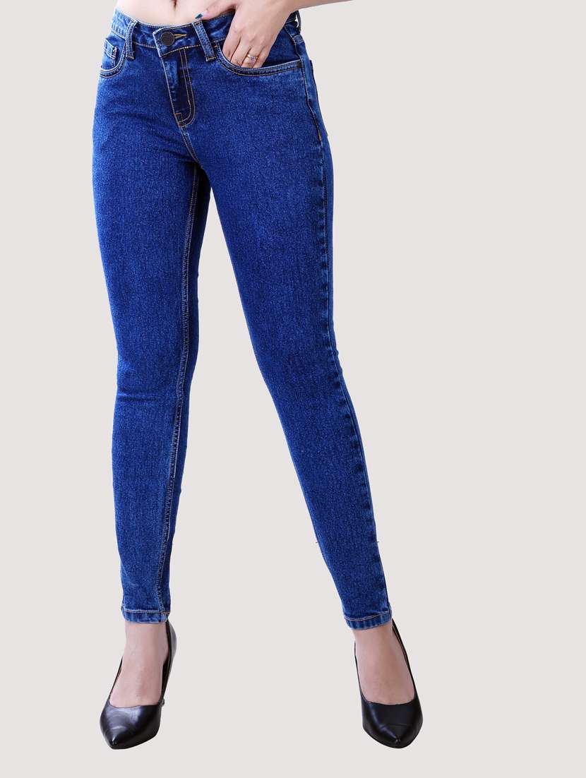 dark blue solid mid rise denim jean - 20085294 -  Zoom Image - 0