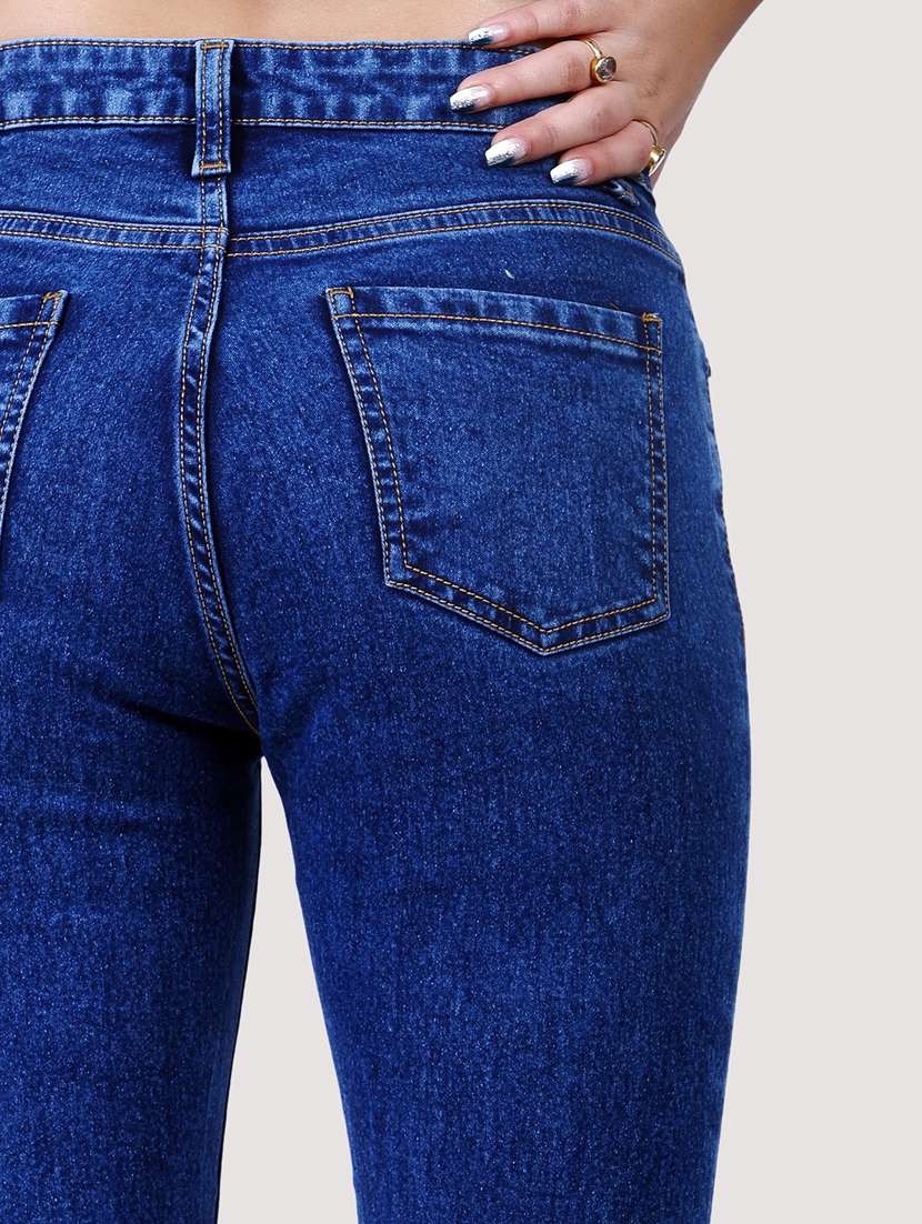 dark blue solid mid rise denim jean - 20085294 -  Standard Image - 3