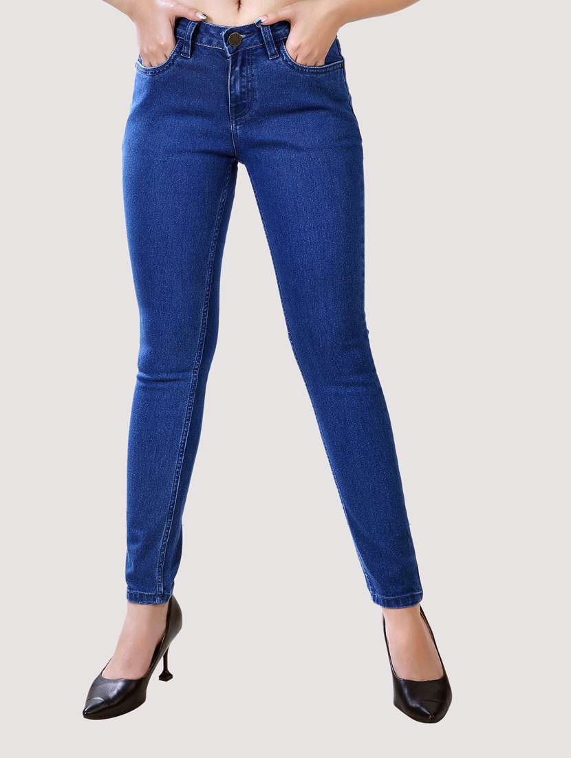 dark blue solid mid rise denim jean - 20085297 -  Zoom Image - 0