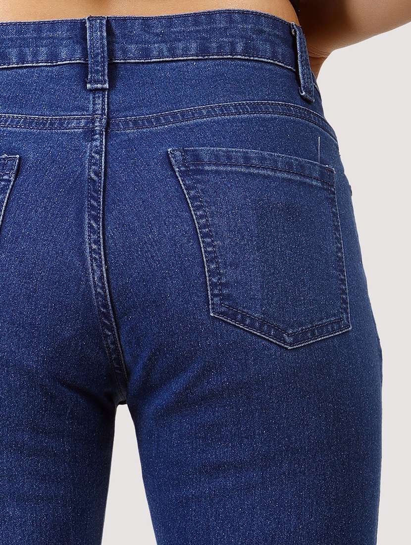 dark blue solid mid rise denim jean - 20085297 - Standard Image - 3
