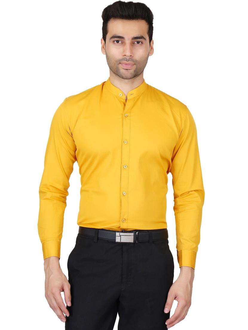 yellow cotton blend casual shirt - 20085310 - Zoom Image - 0