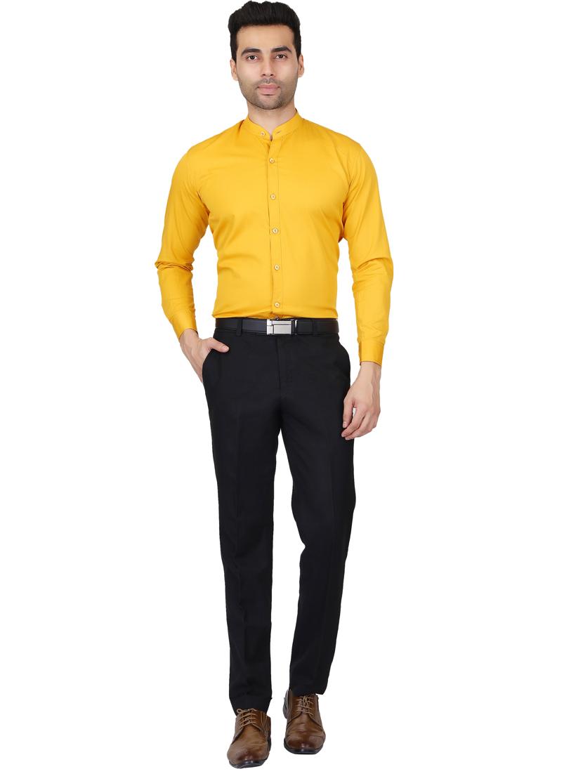 yellow cotton blend casual shirt - 20085310 - Standard Image - 3