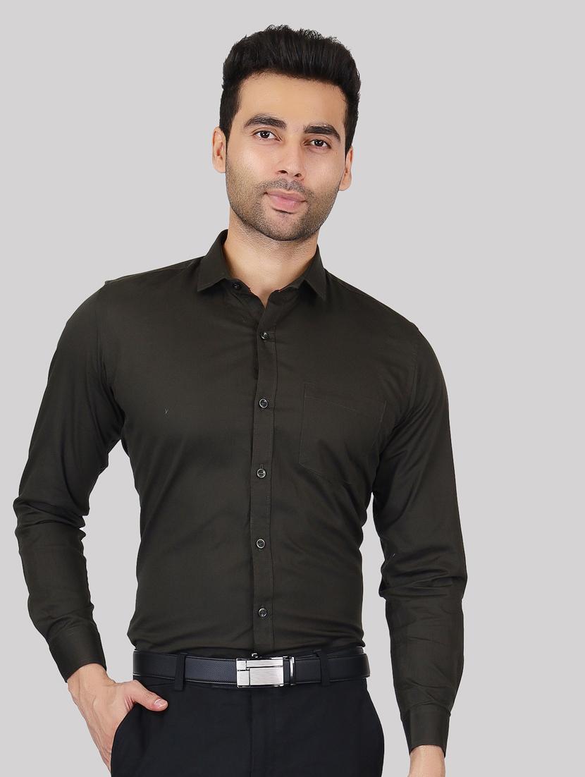 dark green cotton blend casual shirt - 20085316 - Zoom Image - 0