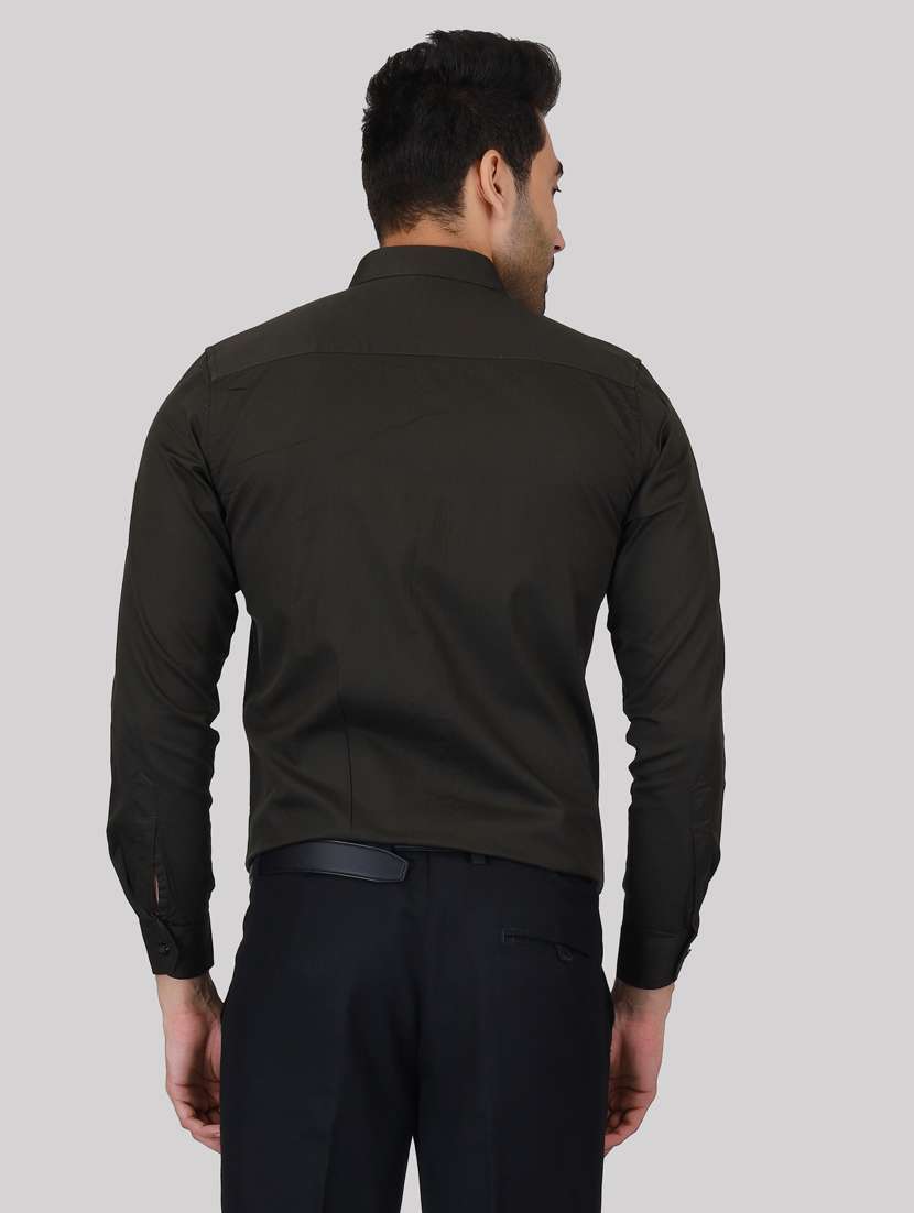 dark green cotton blend casual shirt - 20085316 - Standard Image - 3