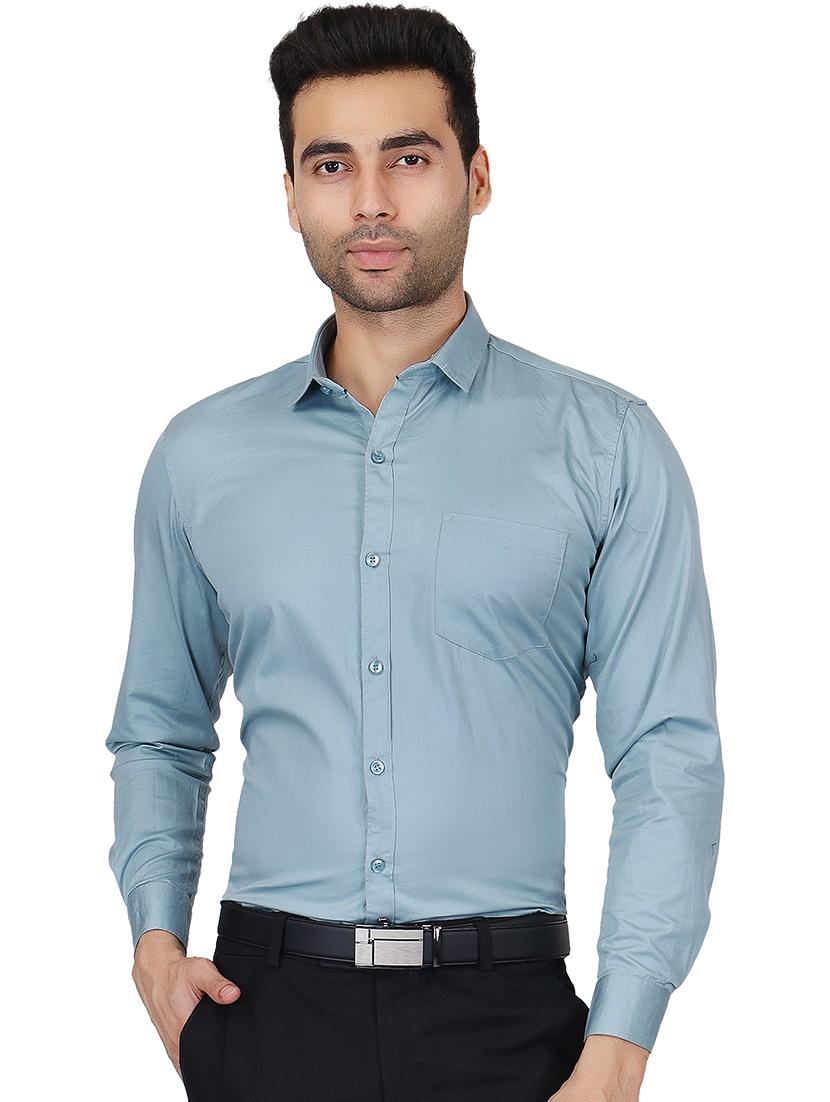 blue cotton casual shirt - 20085375 - Zoom Image - 0