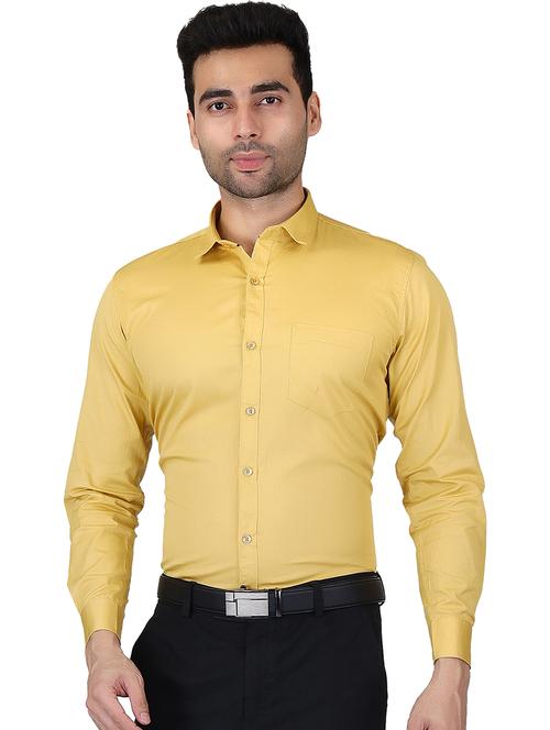 khaki cotton casual shirt - 20085377 -  Standard Image - 0