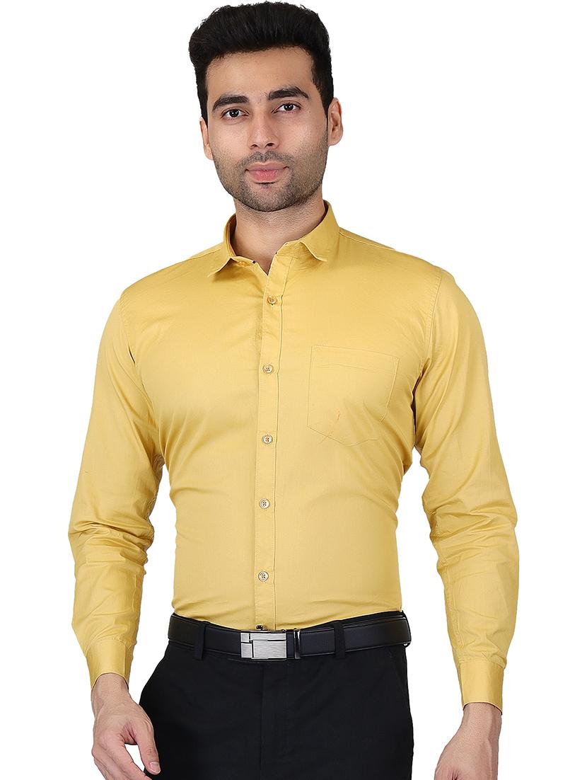 khaki cotton casual shirt - 20085377 -  Zoom Image - 0