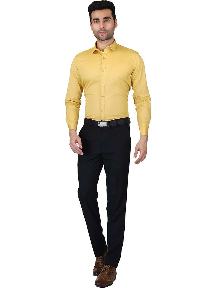 yellow cotton casual shirt - 20085378 - Standard Image - 3