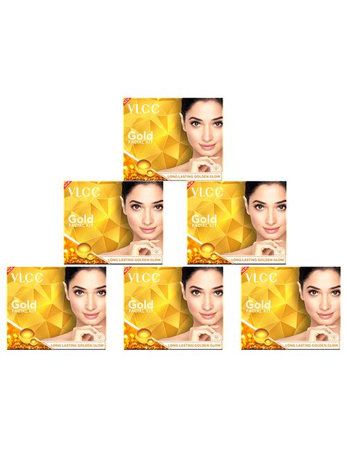 vlcc gold facial kit for luminous & radiant complexion - 60 g ( pack of 6 ) - 20085547 - Standard Image - 0