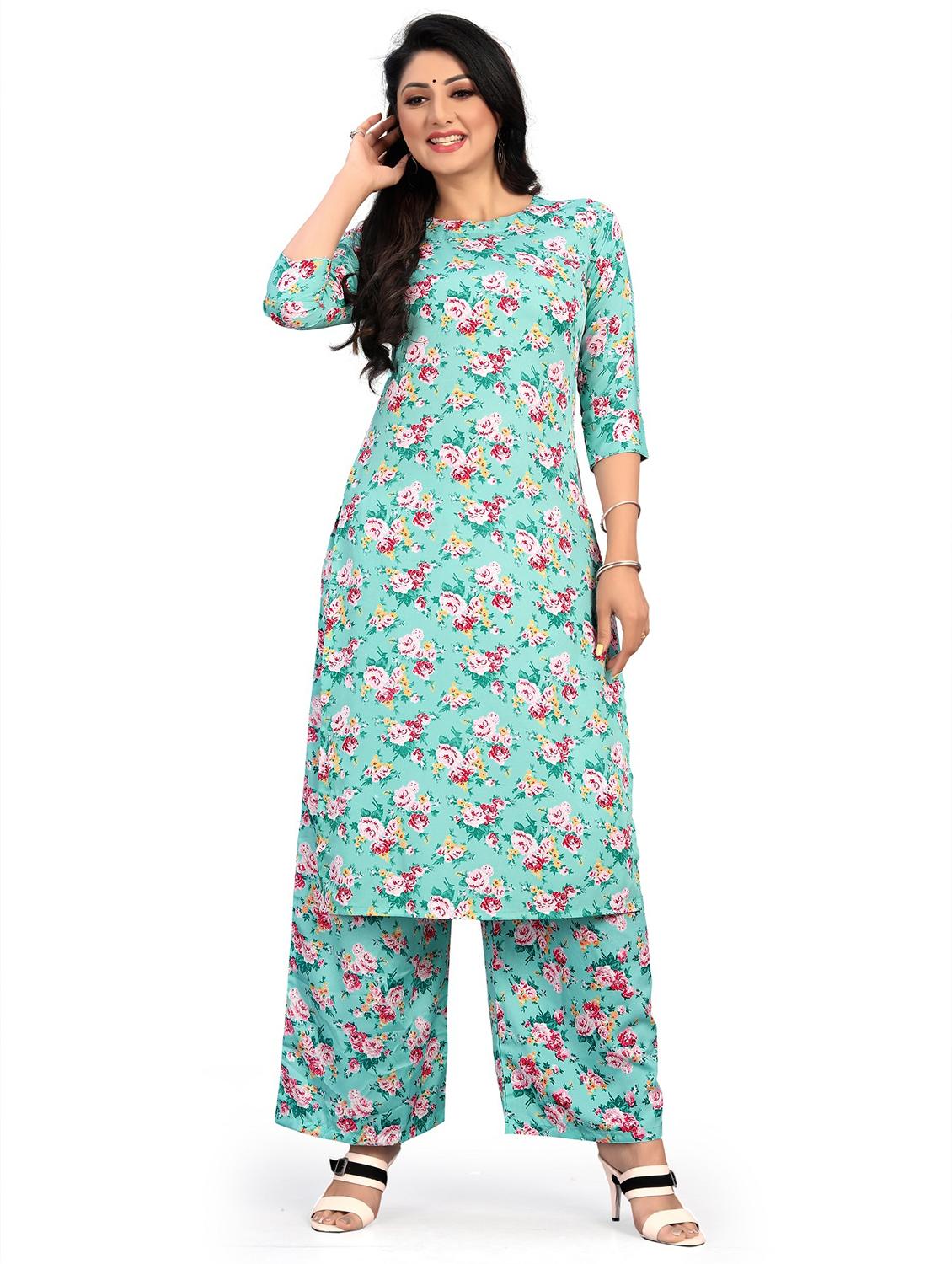 floral printed kurta palazzo set - 20087359 -  Zoom Image - 0