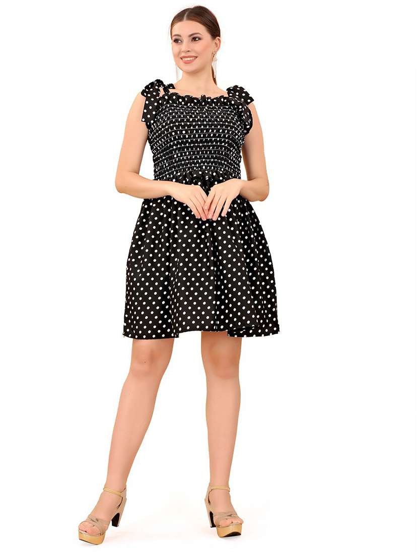 black crepe fit & flare dress - 20087709 - Zoom Image - 0